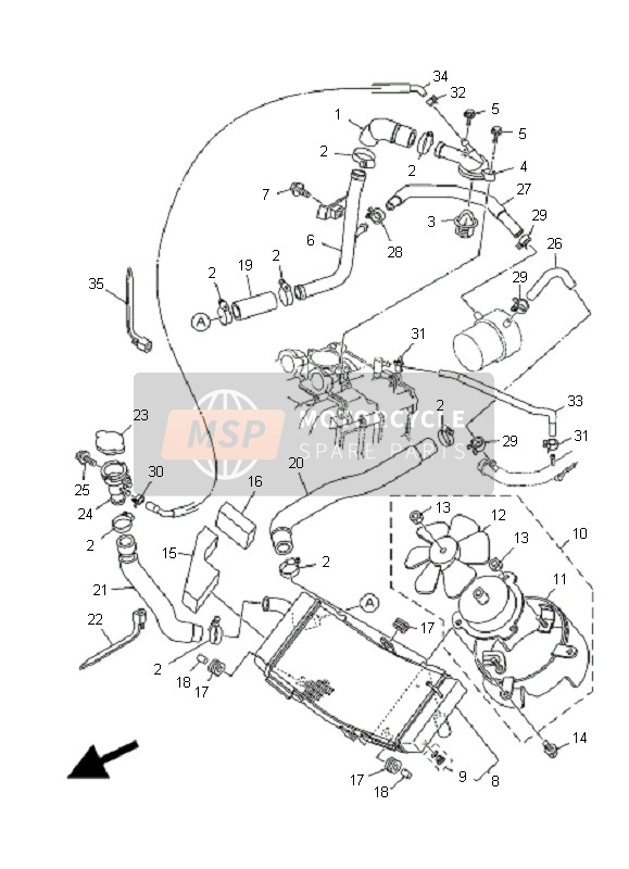 Yamaha XP500A T-MAX 2008 Radiator & Hose for a 2008 Yamaha XP500A T-MAX